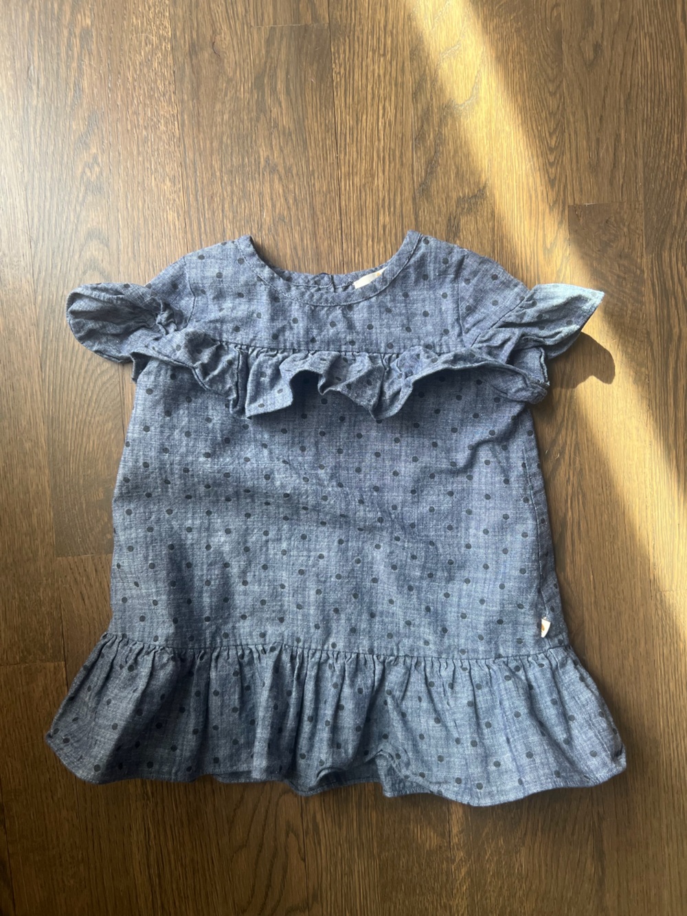 Kate Spade Blue Dot Ruffle Sleeve Top